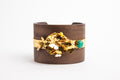 Wooden Cuff with 24K Gold & Emerald Cabochon