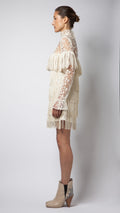 Embroidered Lace Fringe Tulle Dress