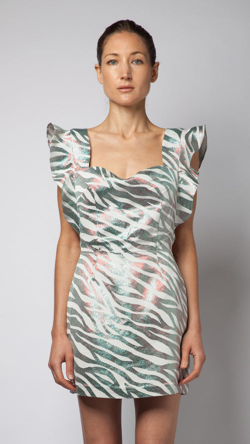 Zebra Print Ruffle Apron Dress