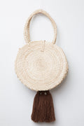 Small Palm Raffia Pom Pom Tassel Tote