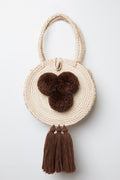 Small Palm Raffia Pom Pom Tassel Tote